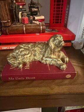 Antique brass inkwell